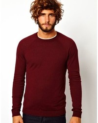 Мужской темно-красный свитер с круглым вырезом от Asos