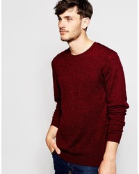 Мужской темно-красный свитер с круглым вырезом от Asos