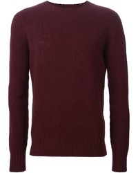 Мужской темно-красный свитер с круглым вырезом от Aspesi