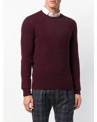 Мужской темно-красный свитер с круглым вырезом от Zanone