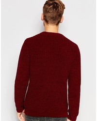 Мужской темно-красный свитер с круглым вырезом от Asos