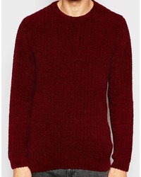 Мужской темно-красный свитер с круглым вырезом от Asos