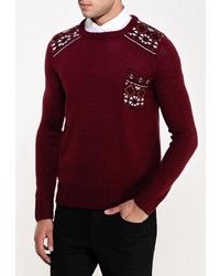 Мужской темно-красный свитер с круглым вырезом от Brave Soul