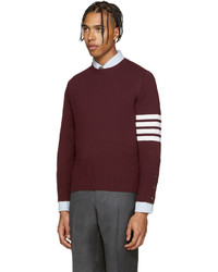 Мужской темно-красный свитер с круглым вырезом от Thom Browne
