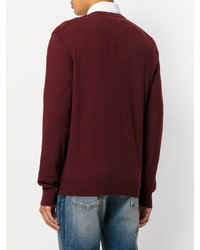 Мужской темно-красный свитер с круглым вырезом от Dolce & Gabbana