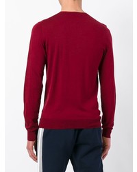 Мужской темно-красный свитер с круглым вырезом от Paolo Pecora