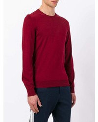 Мужской темно-красный свитер с круглым вырезом от Paolo Pecora