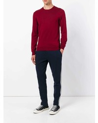 Мужской темно-красный свитер с круглым вырезом от Paolo Pecora
