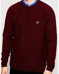 Мужской темно-красный свитер с круглым вырезом от Fred Perry