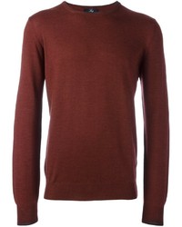 Мужской темно-красный свитер с круглым вырезом от Fay