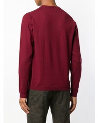 Мужской темно-красный свитер с круглым вырезом от Sun 68