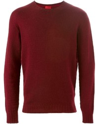 Мужской темно-красный свитер с круглым вырезом от Isaia