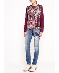 Женский темно-красный свитер с круглым вырезом от Just Cavalli