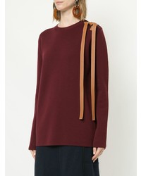 Женский темно-красный свитер с круглым вырезом от Loewe