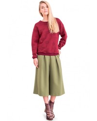 Женский темно-красный свитер с круглым вырезом от LO