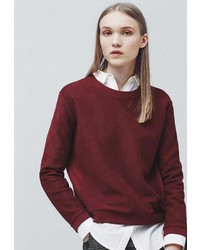 Женский темно-красный свитер с круглым вырезом от Mango