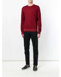 Мужской темно-красный свитер с круглым вырезом от Tomas Maier