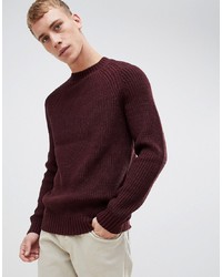 Мужской темно-красный свитер с круглым вырезом от New Look