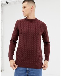 Мужской темно-красный свитер с круглым вырезом от New Look