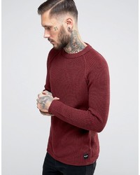 Мужской темно-красный свитер с круглым вырезом от ONLY & SONS