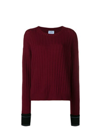 Женский темно-красный свитер с круглым вырезом от Prada