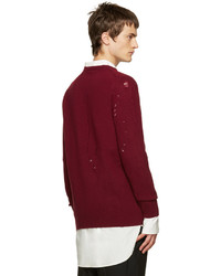 Мужской темно-красный свитер с круглым вырезом от Yang Li