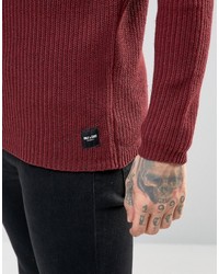 Мужской темно-красный свитер с круглым вырезом от ONLY & SONS