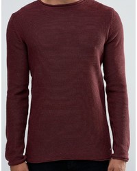 Мужской темно-красный свитер с круглым вырезом от Solid
