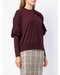 Женский темно-красный свитер с круглым вырезом от Nude