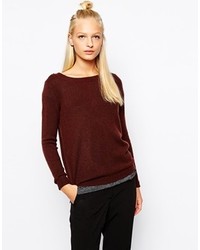 Женский темно-красный свитер с круглым вырезом от Selected