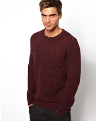 Мужской темно-красный свитер с круглым вырезом от Selected