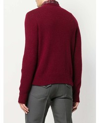 Мужской темно-красный свитер с круглым вырезом от Prada