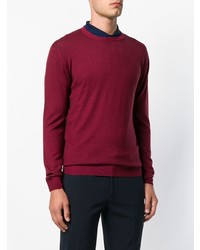 Мужской темно-красный свитер с круглым вырезом от Cruciani