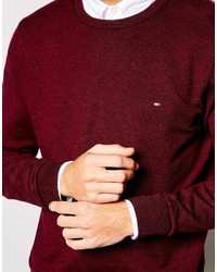 Мужской темно-красный свитер с круглым вырезом от Tommy Hilfiger