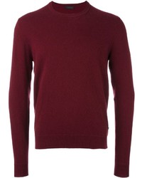 Мужской темно-красный свитер с круглым вырезом от Z Zegna