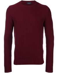 Мужской темно-красный свитер с круглым вырезом от Zanone
