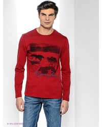 Мужской темно-красный свитер с принтом