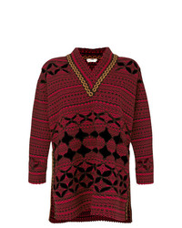 Темно-красный свободный свитер с принтом от Fendi