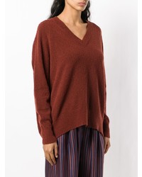 Темно-красный свободный свитер от Christian Wijnants