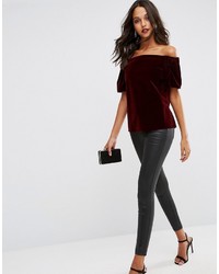 Темно-красный топ с открытыми плечами от Asos