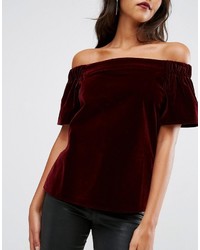Темно-красный топ с открытыми плечами от Asos