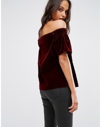 Темно-красный топ с открытыми плечами от Asos