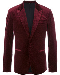 Мужской темно-красный хлопковый пиджак с леопардовым принтом от Roberto Cavalli