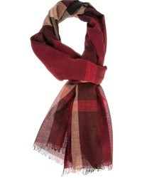 Мужской темно-красный шарф в шотландскую клетку от Burberry