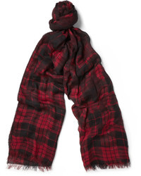 Мужской темно-красный шарф в шотландскую клетку от McQ