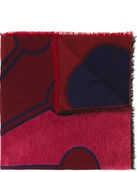 Женский темно-красный шарф с вышивкой от Kenzo