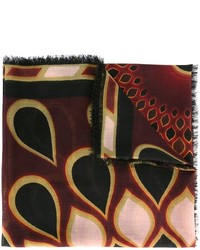 Женский темно-красный шарф с принтом от Givenchy