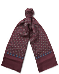 Мужской темно-красный шарф с принтом от Gucci