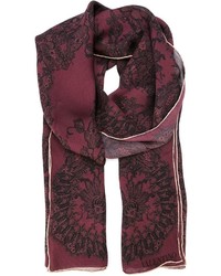 Женский темно-красный шарф с цветочным принтом от Valentino
