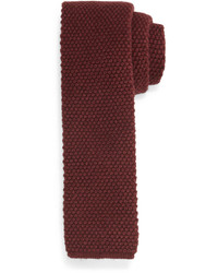 Темно-красный шелковый вязаный галстук